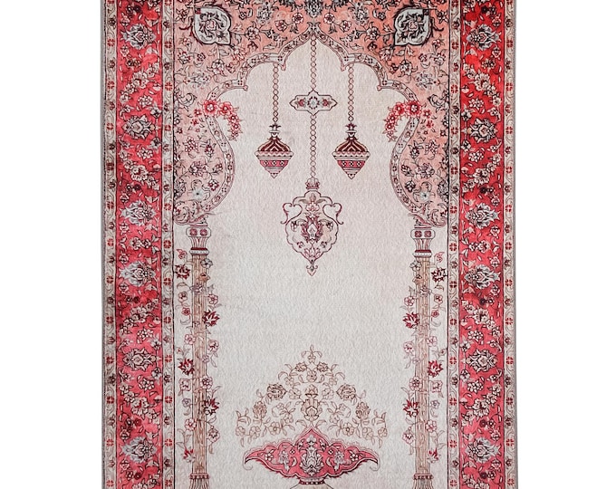 Turkish Prayer Rug, Luxury Prayer Mat, Muslim İslamic Gift