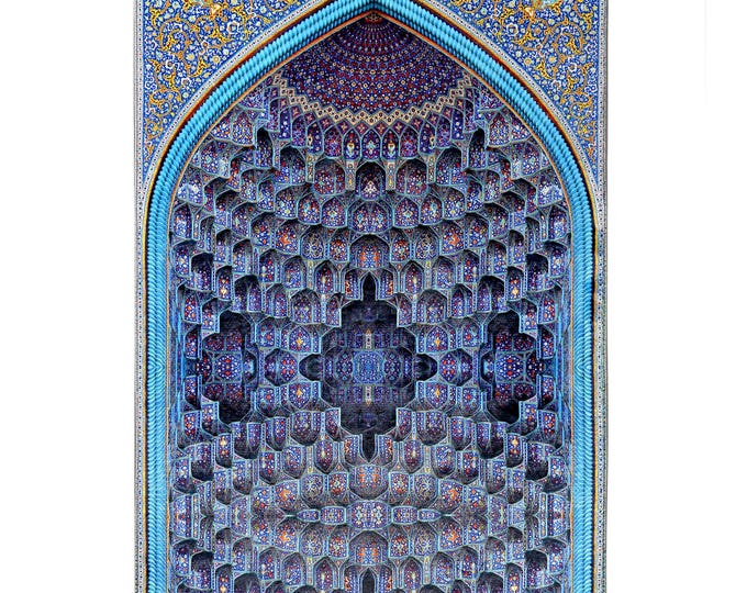 Prayer Rug | Soft Blue Turkish Ottoman Design | Custom Size Islamic Prayer Mat for Mosque, Eid Gift & Home Décor | For Muslim Gift