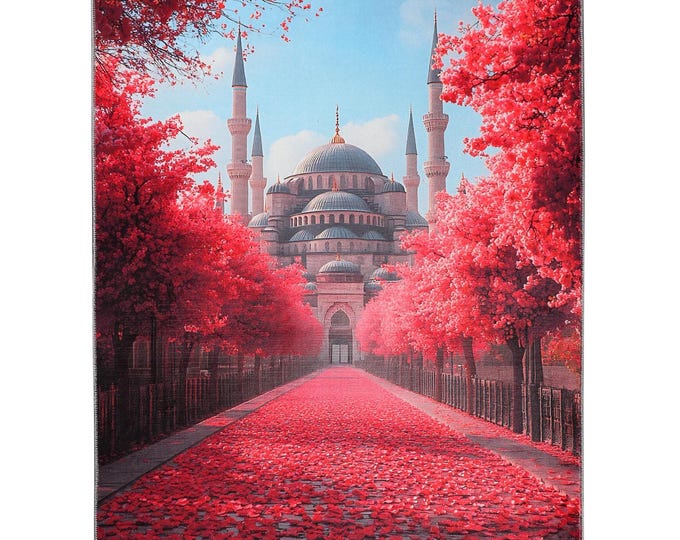 Prayer Rug Mosque Design – Turkish Wall Tapestry Islamic Art for Home Décor – Soft Versatile Mat for Prayer Room Living Room 3x5 4x6 5x7 ft