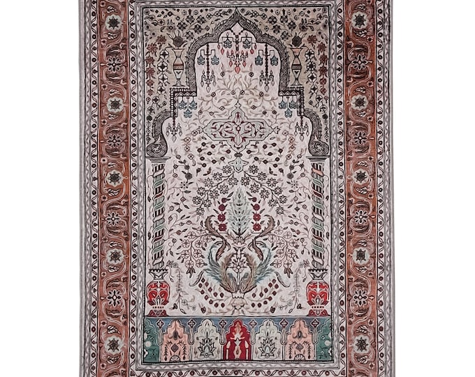 Prayer Rug Classic Ottoman Style – Multicolor Turkish Muslim Mat for Men Women – Washable Non Slip Islamic Carpet – Soft Gift Idea