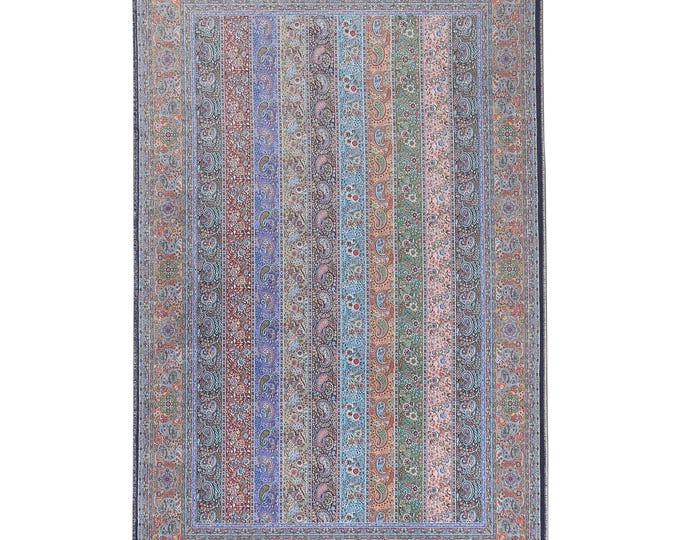 Prayer Rug Turkish Silk Seccade with Colorful Paisley Stripes | Elegant Islamic Mat for Daily Worship or Home Décor