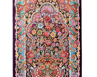 Large Soft Floral Turkish Prayer Rug – Plush Velvet Islamic Sajadah – Muslim Janamaz Mat for Home, Mosque & Daily Salah