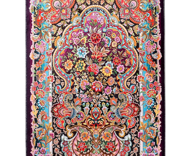 Prayer Rug Floral Design – Multicolor Turkish Islamic Carpet 3x5 4x6 ft Soft Muslim Mat Home Decor Wall Hanging Gift for Women Men