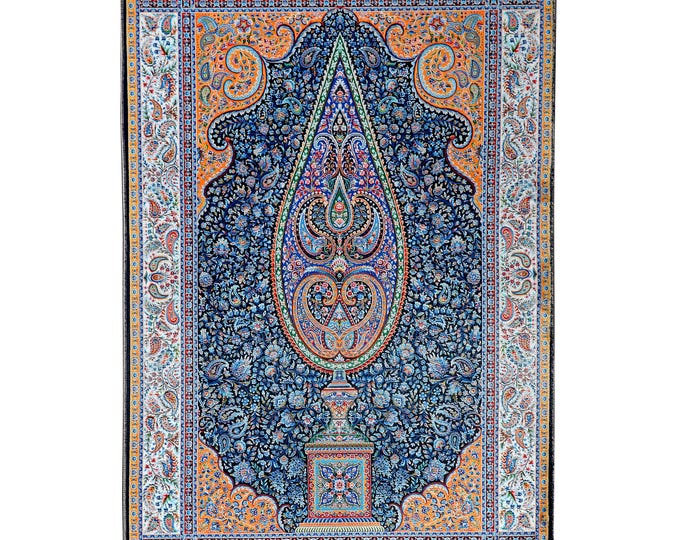 Prayer Rug Blue Orange Floral Turkish Carpet 6x9 ft – Soft Non Slip Islamic Mat Muslim Home Decor for Living Room Bedroom Prayer Room