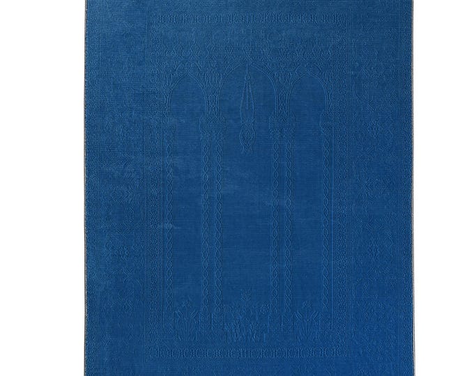 Blue Minimalist Prayer Rug – Soft Washable Islamic Mat – Solid Muslim Gift for Men, Women, Mom & Dad 3x5 2x3 ft