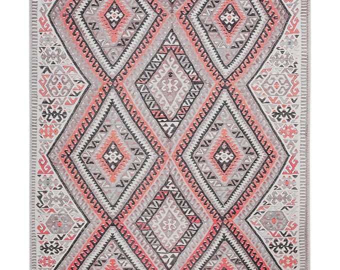 6x9 Geometric Rug : Anatolian Design Kilim -Turkish Entryway, Living Room Carpet