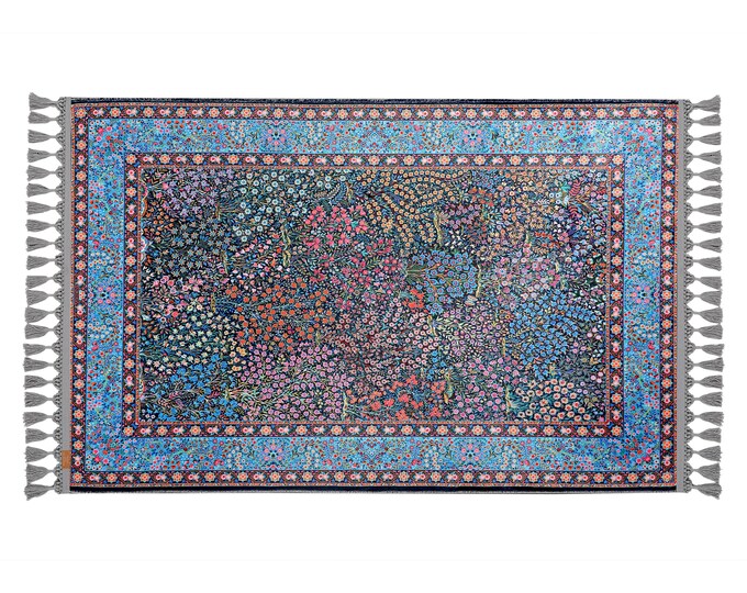 Prayer Rug Multicolor Floral Islamic Carpet – Soft Custom Size Muslim Gift for Women Mom Dad – Room Entryway Kitchen Floor Mat