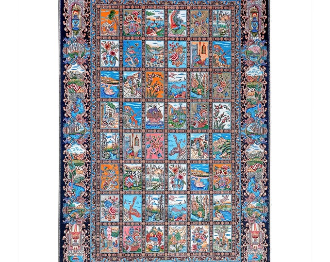 Prayer Rug -Patchwork Persian Blue Prayer Mat