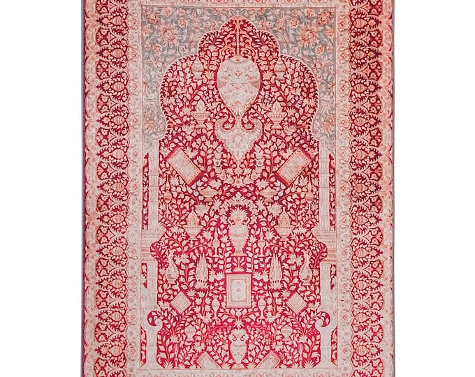 Luxurious Turkish Velvet Prayer Rug | Personalized Islamic Home Decor for Muslim Prayer Room | Islamic Prayer Rug with Turkish Elegance |