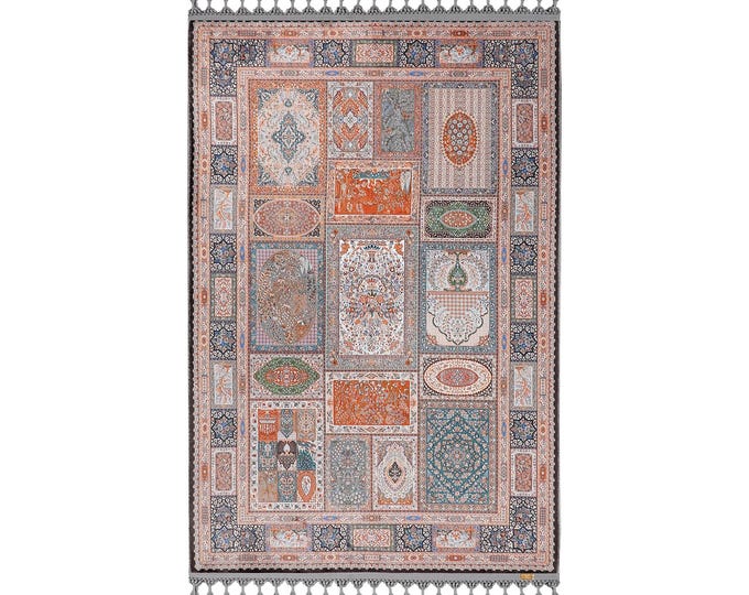 Prayer Rug Digital Printed | Soft Cotton Surface Non Slip Backing | Lightweight 7mm Thick Custom Size 80x125 cm | Elegant Design Turkish Rug