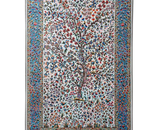 Prayer Rug – Tree of Life and Birds Design with Colorful Floral Patterns – Islamic Mat for Muslim Prayer – Gift for Mom, Her, Wife