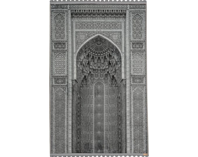 Prayer Rug – Gray Islamic Soft Muslim Prayer Mat with Mihrab Pattern