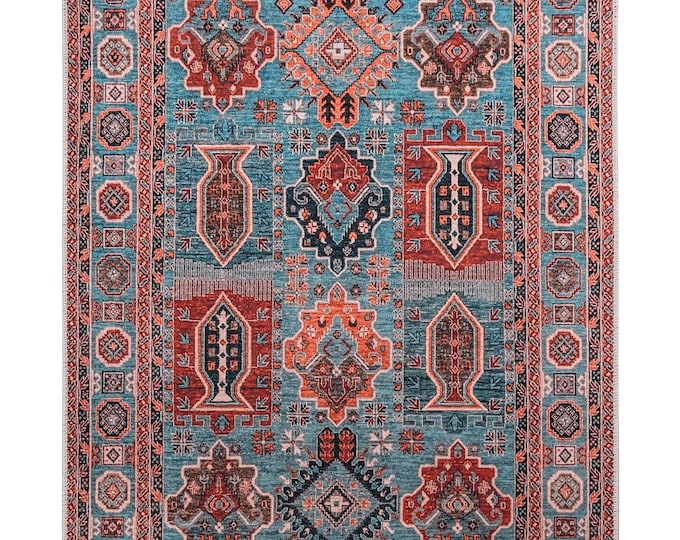 Kilim Rug : 5x8 Large Blue  Turkish Bedroom ,Livingroom  Area Carpet