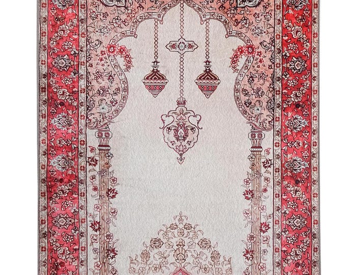 Prayer Rug – Mihrab Pattern Turkish Mat | Personalized Islamic Gift | Soft Muslim Prayer Rug | Ideal for Home, Mosque & Prayer Room