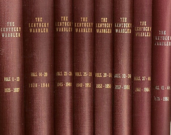 The Kentucky Warbler:  Journal of the Kentucky Ornithological Society, 176 issues, 1925 - 1968, in 8 Bound Volumes