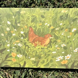 Crías de damanes en el campo - Lámina artística