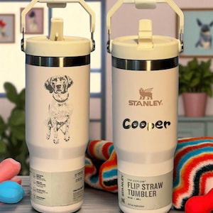 Custom Dog Engraved Stanley Iceflow Tumbler – Personalized Gift for Dog Lovers, Father’s Day, Mother’s Day, Pet Memorial Cup, Special Gift