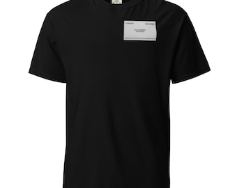 Men and Women Cool Funny T-Shirt, American Psycho Bateman Business Card Printed Design Unisex garment-dyed heavyweight t-shirt