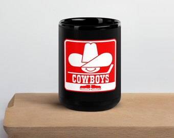 Calgary Cowboys Hockey WHA Black Glossy Mug - Vintage Sports Drinkware for Collectors