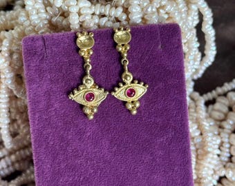 Brass Evil Eye Earrings I Style Gold Dangle Earrings