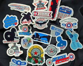 Captain America, Steve, Sam, Bucky, Natasha Sticker, Waterproof Vinyl Decals