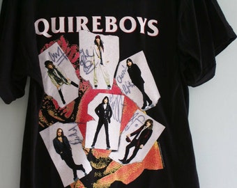 1993 T-shirt dédicacé Quireboys, chemise officielle du groupe vintage London Quireboys, cadeau unique pour amateur de musique,