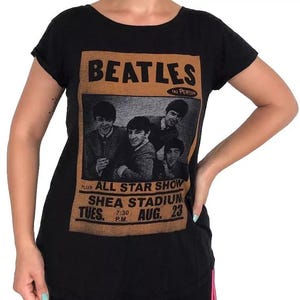 Camiseta vintage oficial dos Beatles com estampa de rostos - presente perfeito para amantes da música