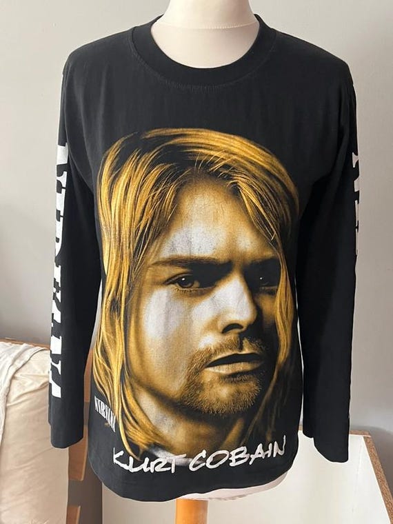 Vintage Kurt Cobain Long Sleeve T-shirt • Nirvana 90s Grunge Rock