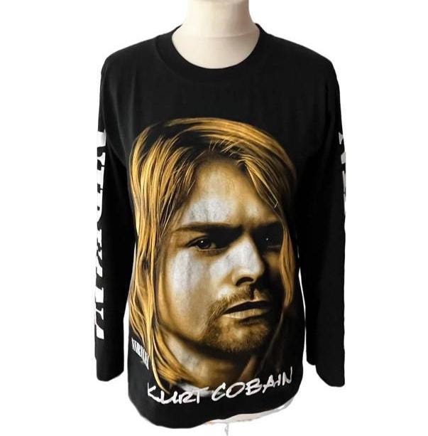 Vintage Kurt Cobain Long Sleeve T-shirt • Nirvana 90s Grunge Rock