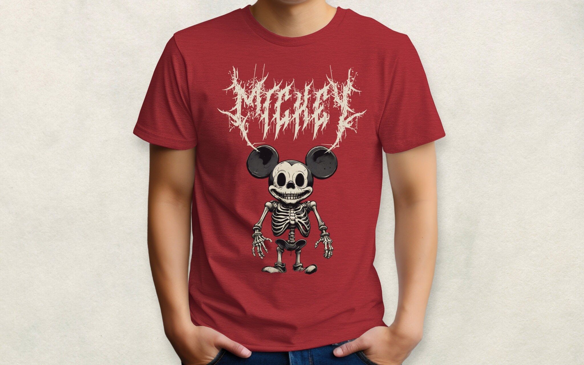 Mickey Skeleton Metal Shirt, Black Metal, Goth Disney, Deathmetal