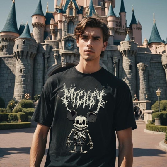 Mickey Skeleton Metal Shirt, Black Metal, Goth Disney, Deathmetal