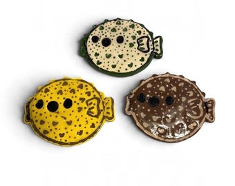 3 Ceramic Blowfish Magnets