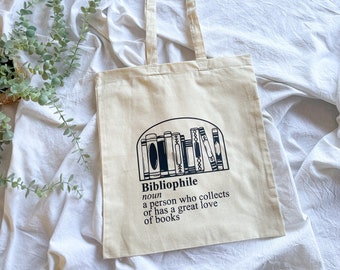 Bolsa "Bibliófilo" Definición | Ideas de regalos de libros, regalos para ratones de biblioteca, amantes de los libros de regalo, ratones de biblioteca de regalo, útiles