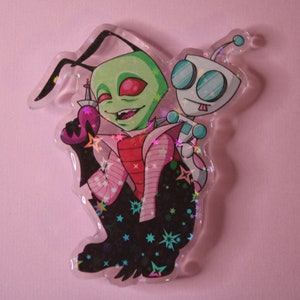 Invader and bot Holographic Star Charm | Acrylic pin