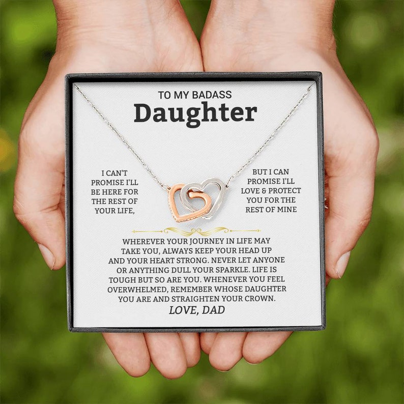 XanXara To My Daughter Necklace From Dad And Mom - Heartfelt Gift For Birthday, Mother's Day, Christmas, Valentine's Day - Elegant Birthday Gift For Daughters
