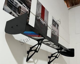 M power Style Spoiler Shelf – Aerodynamic Rear Wing WallShelf with Bold Lettering