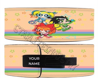 Cinturón de palanca de cuero estilo anime de las Chicas Superpoderosas / Cinturón de gimnasio para levantamiento de pesas