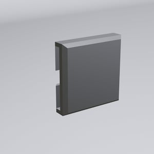 May include: A gray, rectangular, flat, decorative tile with a beveled edge.