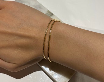 Gold beaded bracelet, dainty, gold lobster clasp, adjustable bracelet