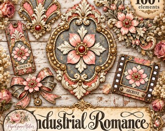 Druckbares Grunge-Industrie-Ephemera-Set für Junk Journals & Scrapbooking