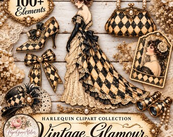 Druckbares Glamour-Ephemera-Set für Junk Journals & Scrapbooking