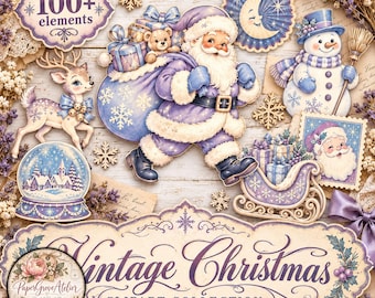 Printable Vintage Christmas Ephemera Kit for Junk Journals & Scrapbooking
