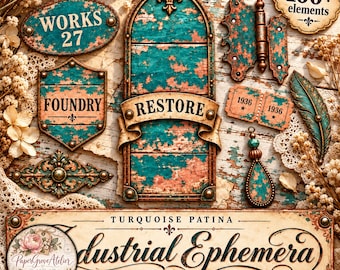 Druckbares Grunge-Industrie-Ephemera-Set für Junk Journals & Scrapbooking
