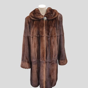 Vintage Wild Type Mink Fur 7/8 Coat - Large