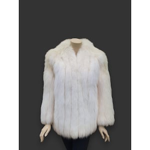 Vintage Eggshell White Fox Jacket -Medium