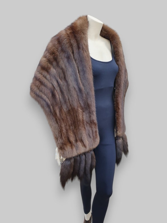 Large Sable Stole w/ Tails -One Size - image 2