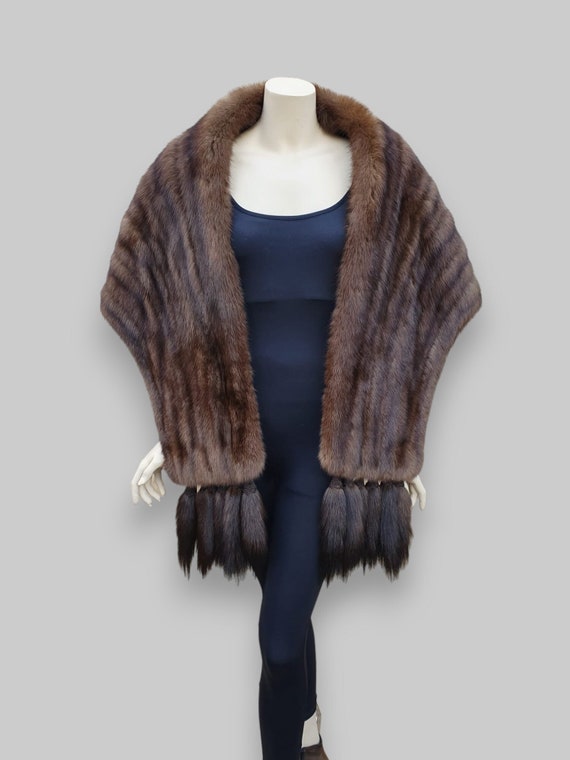 Large Sable Stole w/ Tails -One Size - image 1