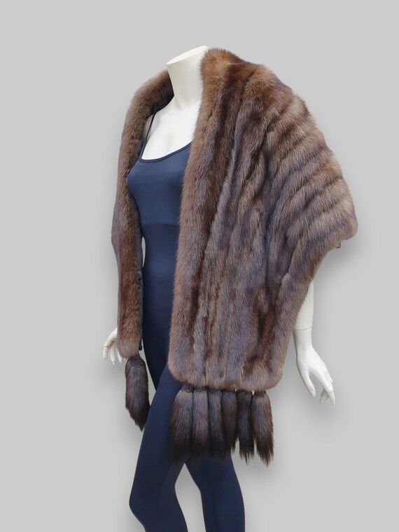 Large Sable Stole w/ Tails -One Size - image 4
