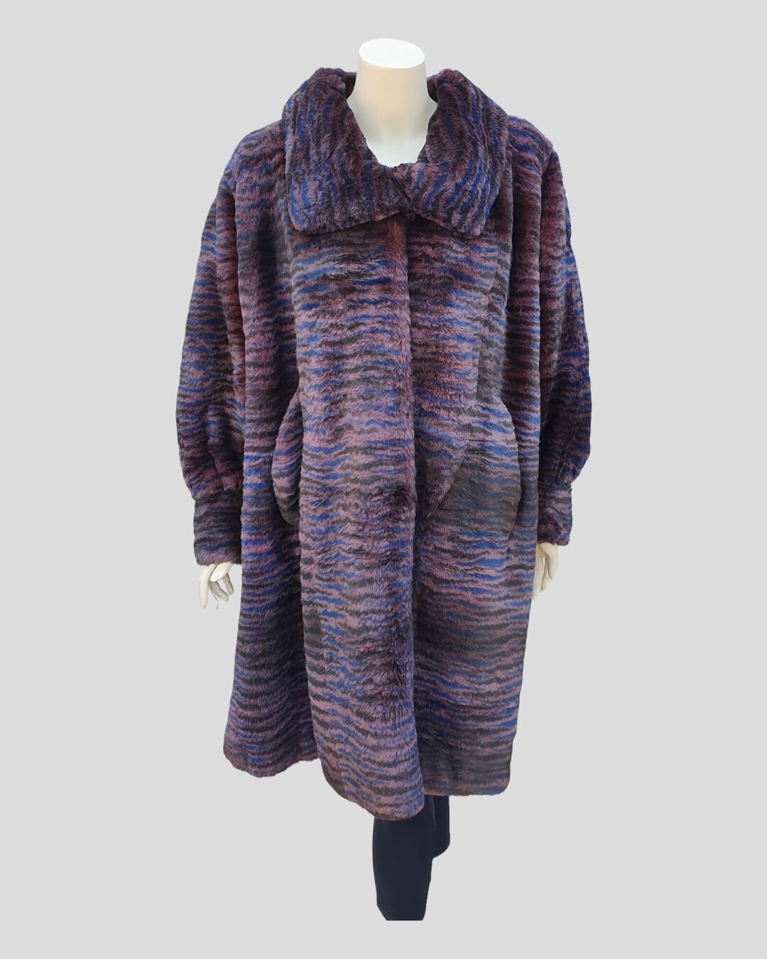 Vintage Burgundy and Blue Dyed Rabbit Fur Coat XXL - Etsy