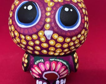 Handmade Mesmerizing Wings Aqua Blue Owl Wooden Alebrije Figure